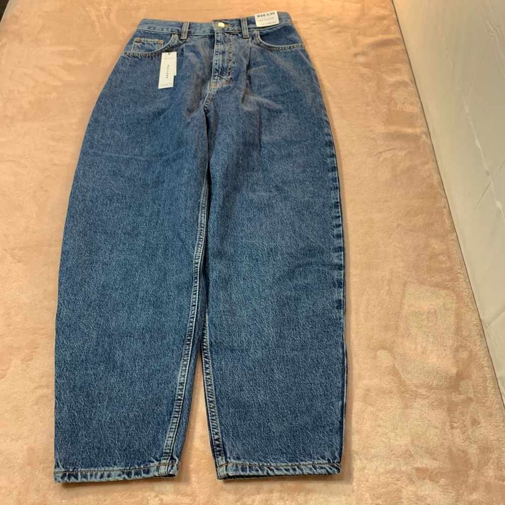 Mid Blue Balloon Tapered Jeans